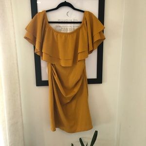 Mustard off the shoulder dress